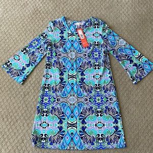 Jude Connally Lexi 3/4 length bell sleeve v-neck dress NWT